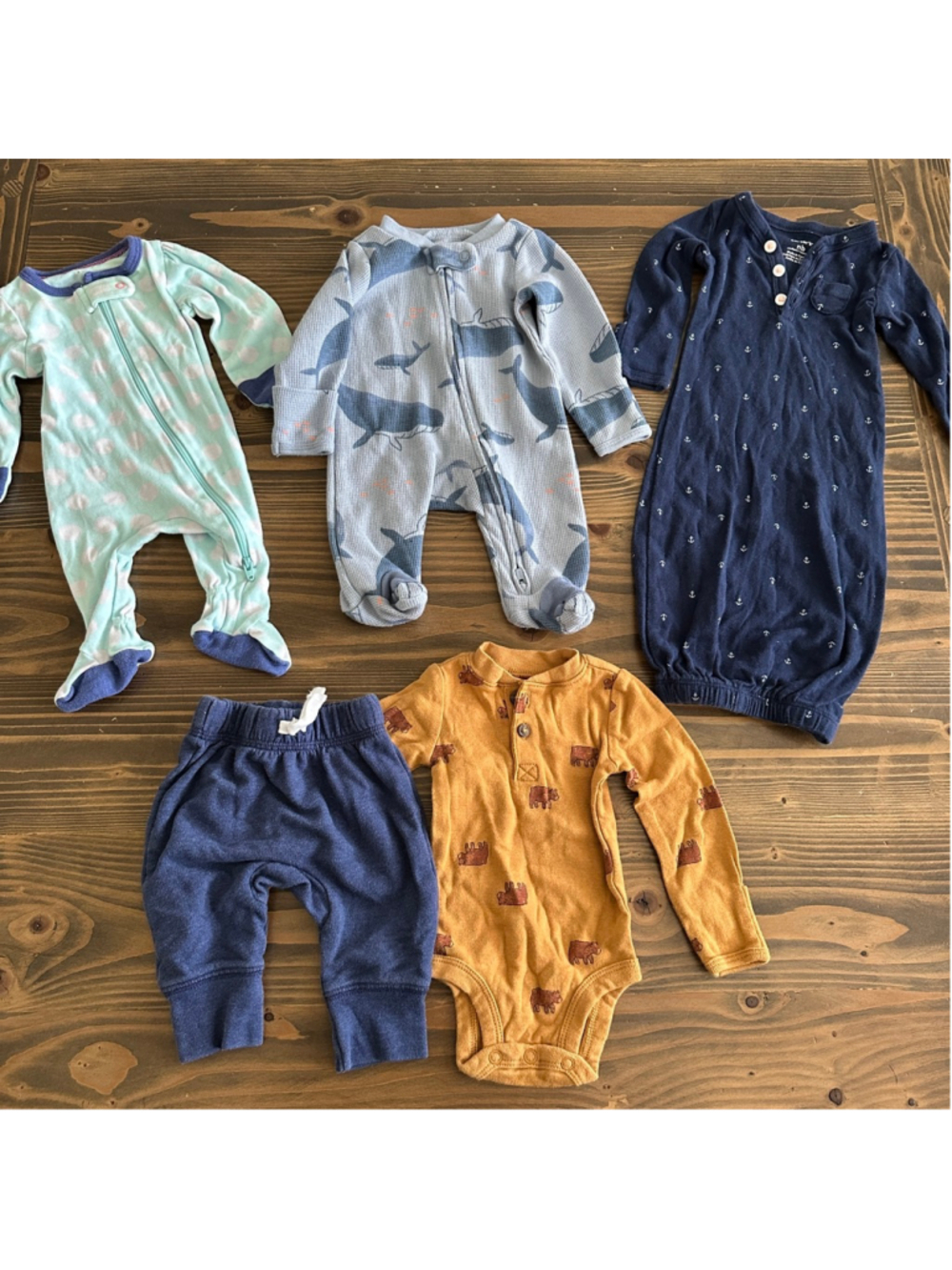 Newborn Baby Clothing Bundle Whales Sleep Sack Footies Carter’s 6 Piece